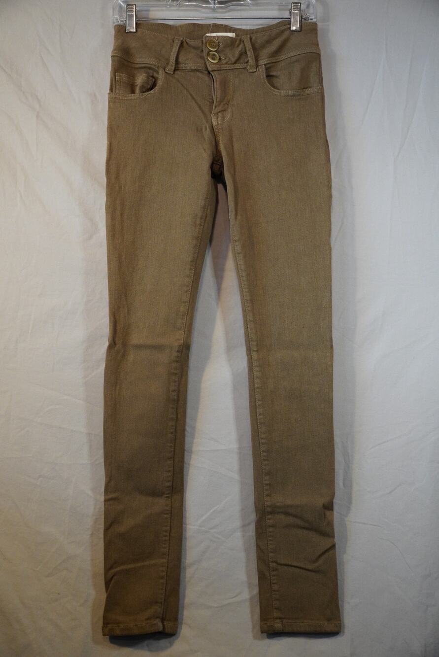 Bella Dahl Khaki Skinny Pants 29 Cupro Cotton 2 Button High Rise Made in USA
